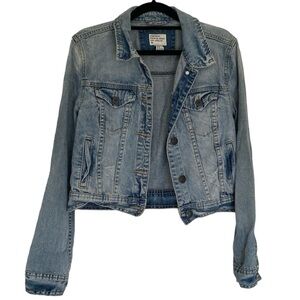 Forever 21 Denim Trucker Jacket Button Front Blue Sz M